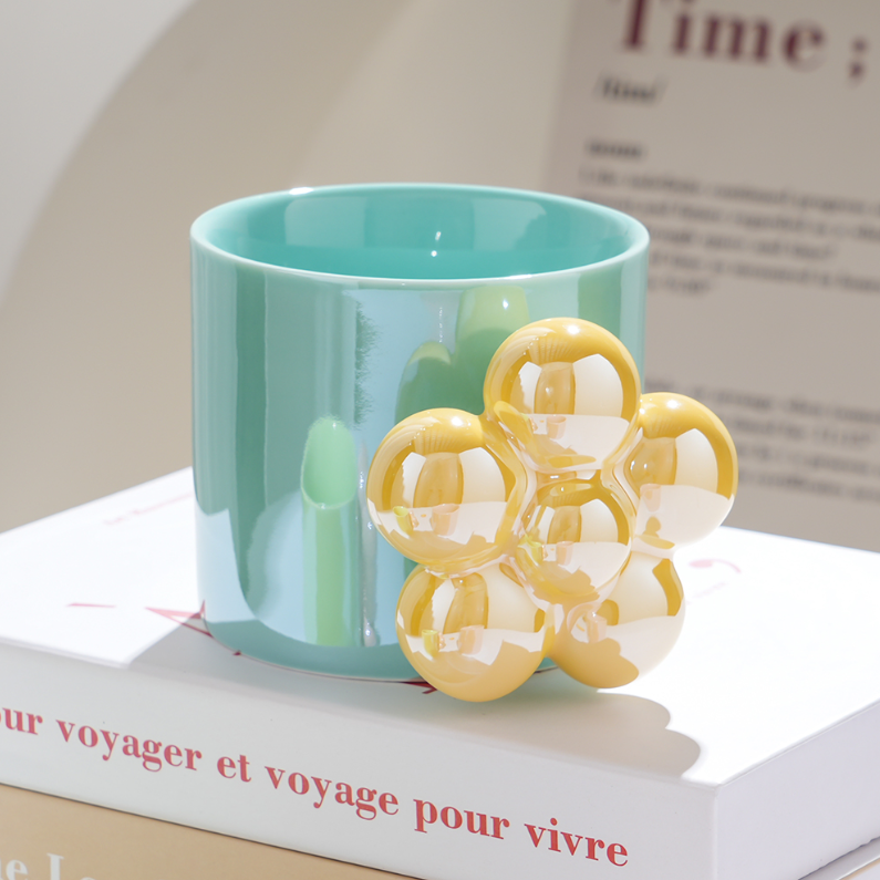 350ml/11.83fl.oz. Flower Handle Creative Ceramic Cup