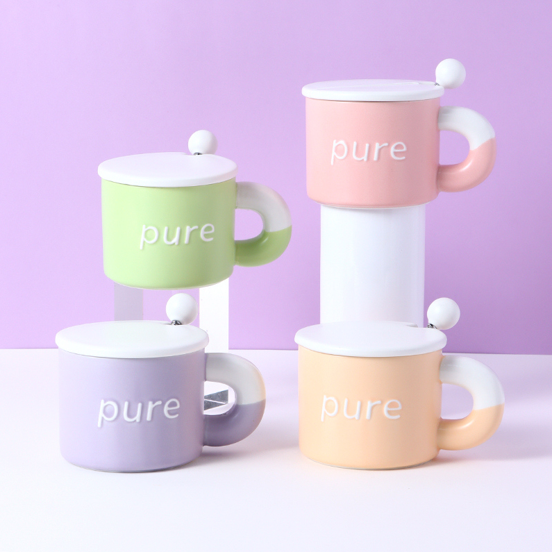350ml Macaron pure Series Ceramic Cup (mixed)