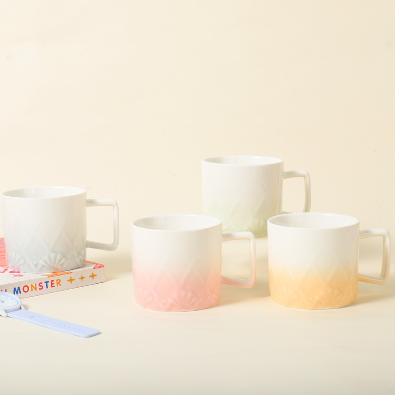 380ML embossed Gradient Basic Ceramic Cup (mixed)