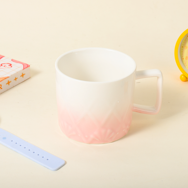 380ML embossed Gradient Basic Ceramic Cup (mixed)