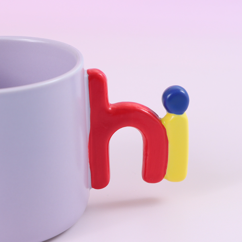 Letter color contrast creative ceramic cup (mixed)