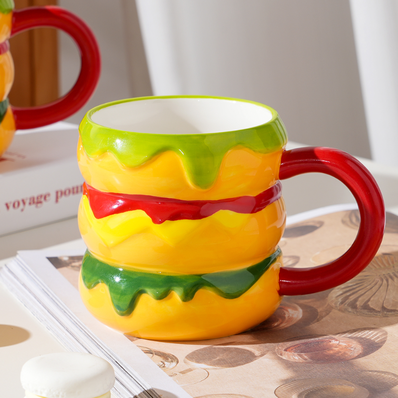 390ml/13.18fl.oz. Creative Burger Ceramic Cup (Yellow)