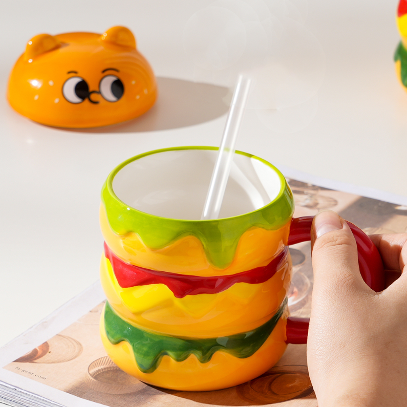 390ml/13.18fl.oz. Creative Burger Ceramic Cup (Yellow)