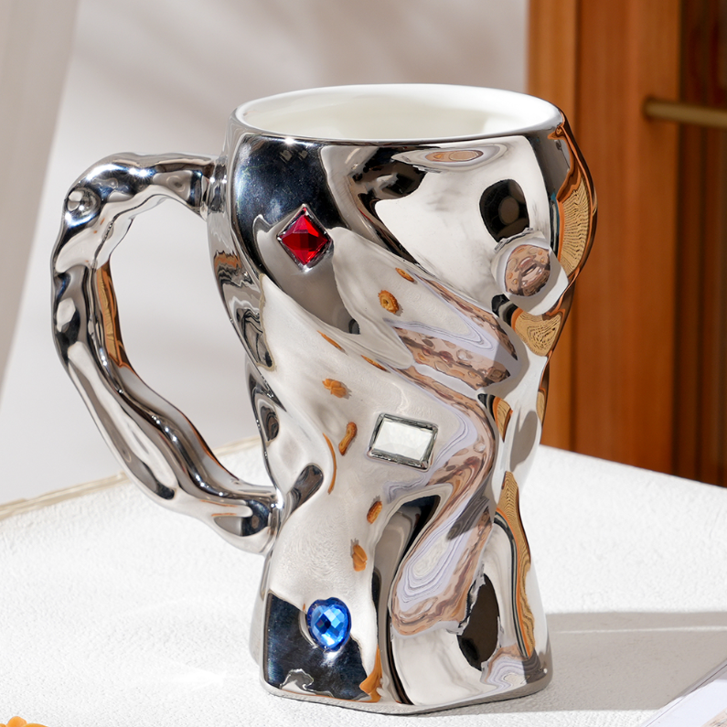 630ML Light Luxury Spiral Creative Ceramic Cup (mixed colors