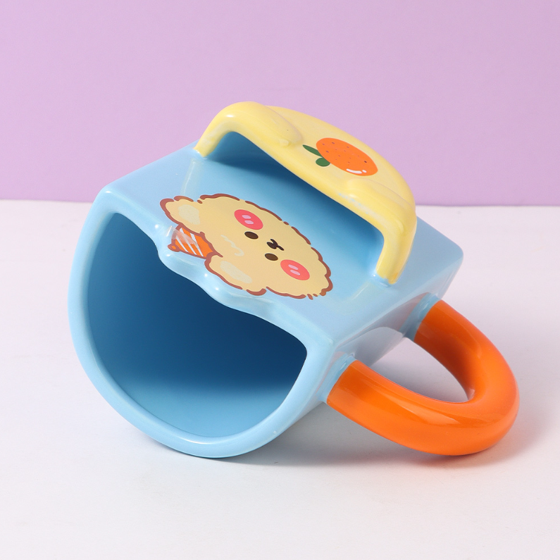 Pocket cartoon Ceramic Cup (blue)