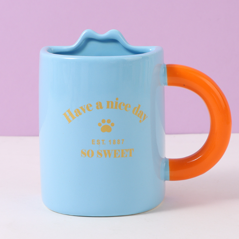 Pocket cartoon Ceramic Cup (blue)