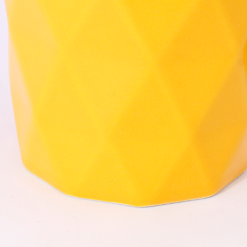380ml/12.8fl.oz. Solid Color Diamond Pattern Basic Ceramic Cup (Yellow)