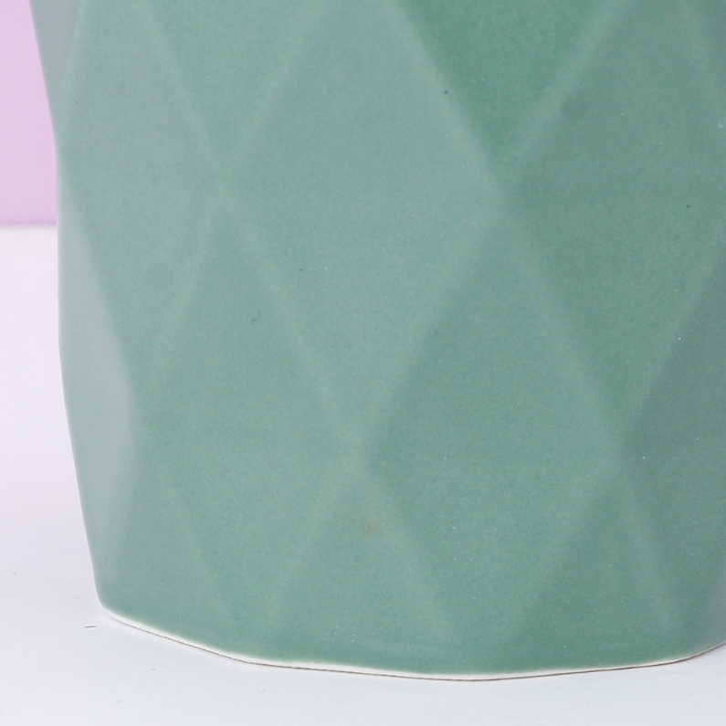 380ml/12.8fl.oz. Solid Color Diamond Pattern Basic Ceramic Cup (Green)