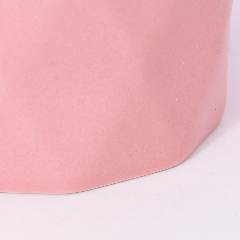 380ml/12.8fl.oz. Solid Color Diamond Pattern Basic Ceramic Cup (Pink)