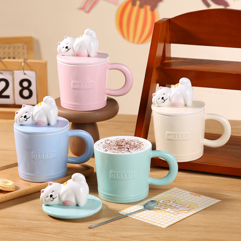 400mL/13.52fl.oz. Fortune Cat Ceramic Cup