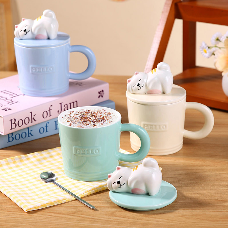 400mL/13.52fl.oz. Fortune Cat Ceramic Cup