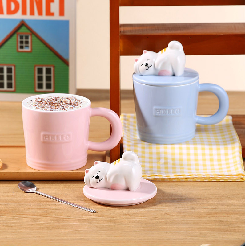 400mL/13.52fl.oz. Fortune Cat Ceramic Cup