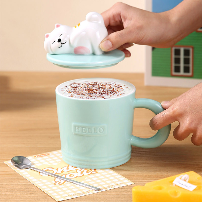 400mL/13.52fl.oz. Fortune Cat Ceramic Cup