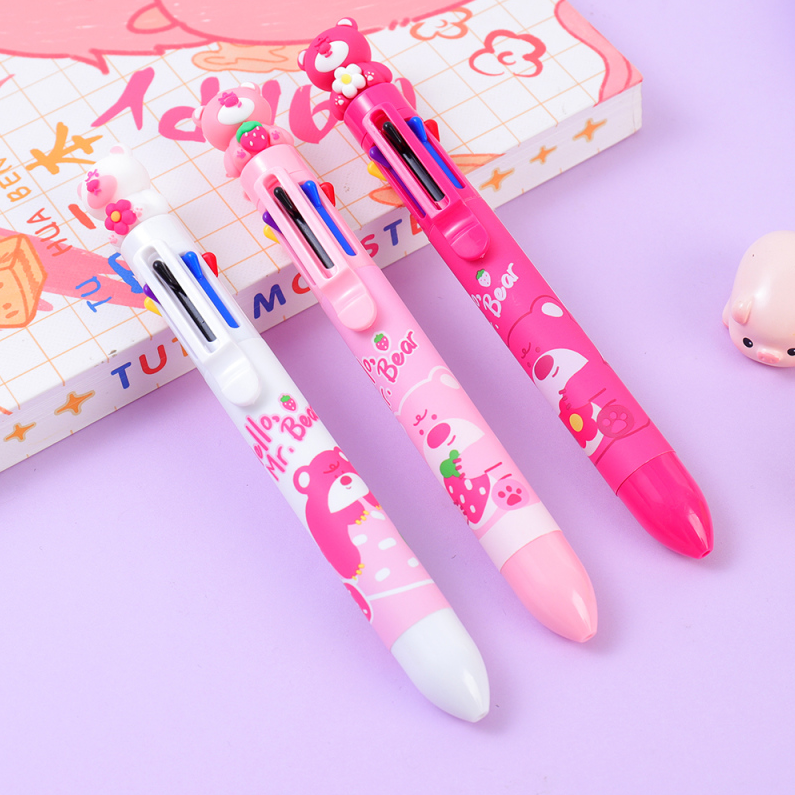 Strawberry cool Bear eight color ballpoint pen 0.7mm