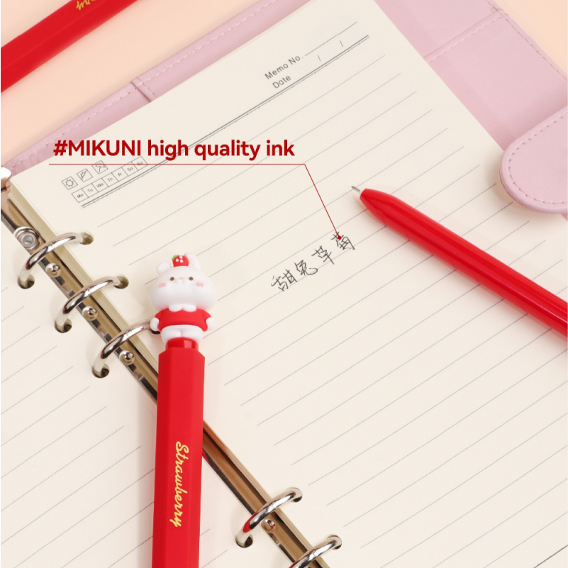 Strawberry Sweet Rabbit Lipstick Cap Neutral Pen Black 0.5mm
