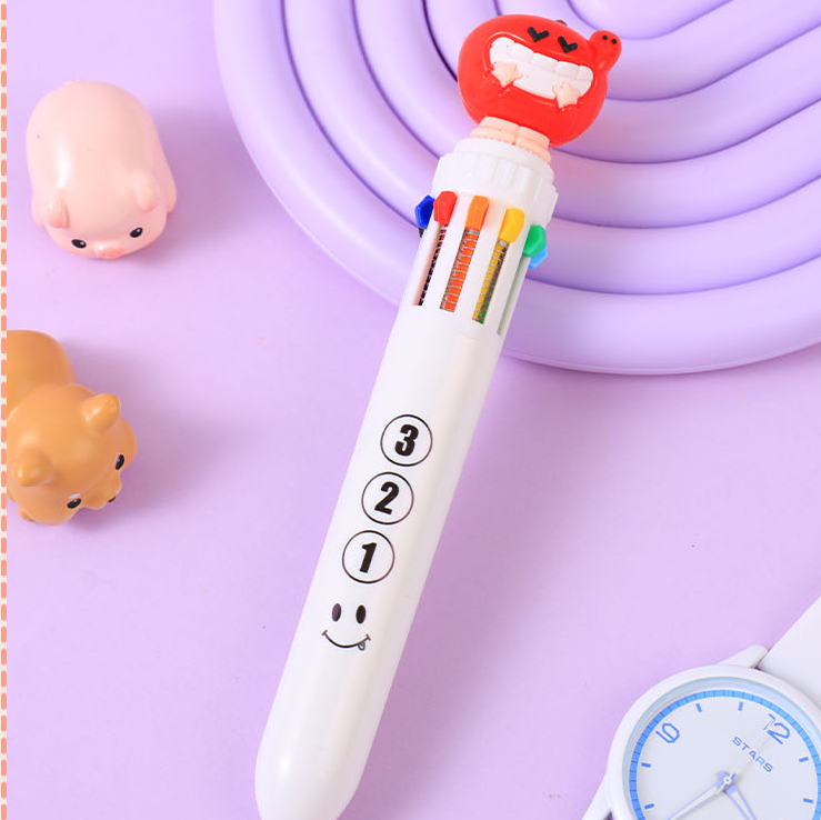 Funny laugh Apple ten color ballpoint pen 0.7mm