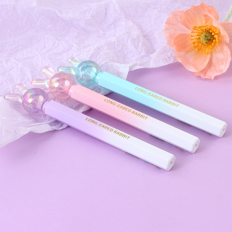 Crystal Rabbit Lipstick Cap Neutral Pen Black 0.5mm