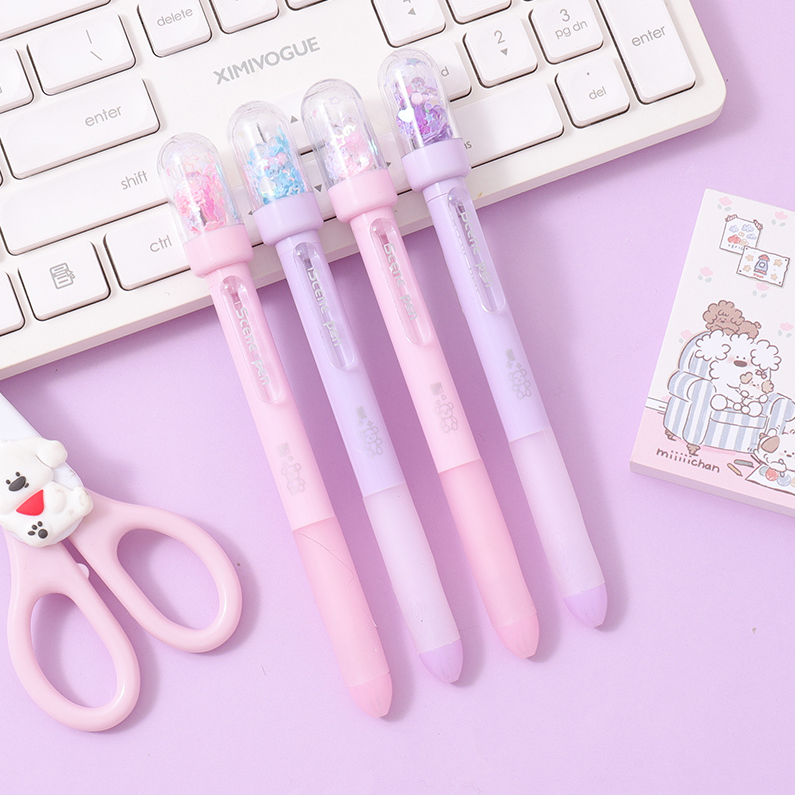 Glitter Bunny Magic Scene Retracable Gel Pen Black 0.5mm