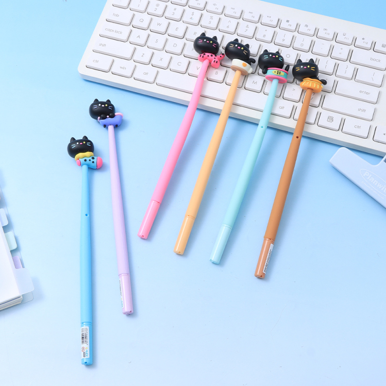 Peekaboo Series Kitten Silicone Wiggle Gel Pen Black 0.5mm