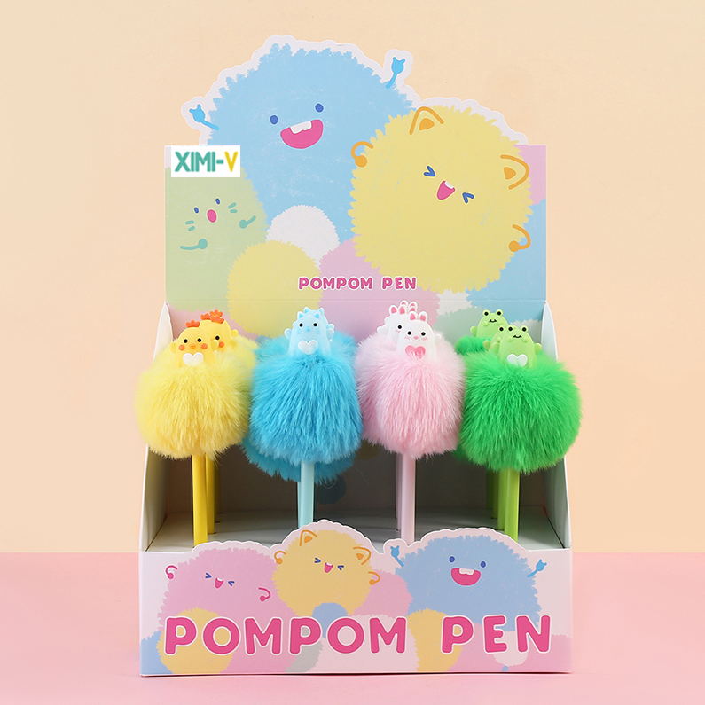 Animal Land Pompom Gel Pen Black 0.5mm