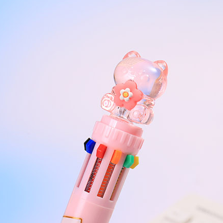Romantic Flower Series Crystal Sakura Cat 10-Color Ballpoint Pen 0.7mm