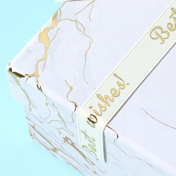 Golden Marble Pattern White Rectangular Gift Box (M)