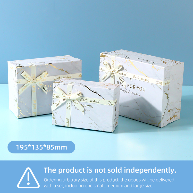 Golden Marble Pattern White Rectangular Gift Box (S)