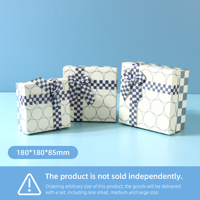 Square Blue Geometric Series Gift Box (L)