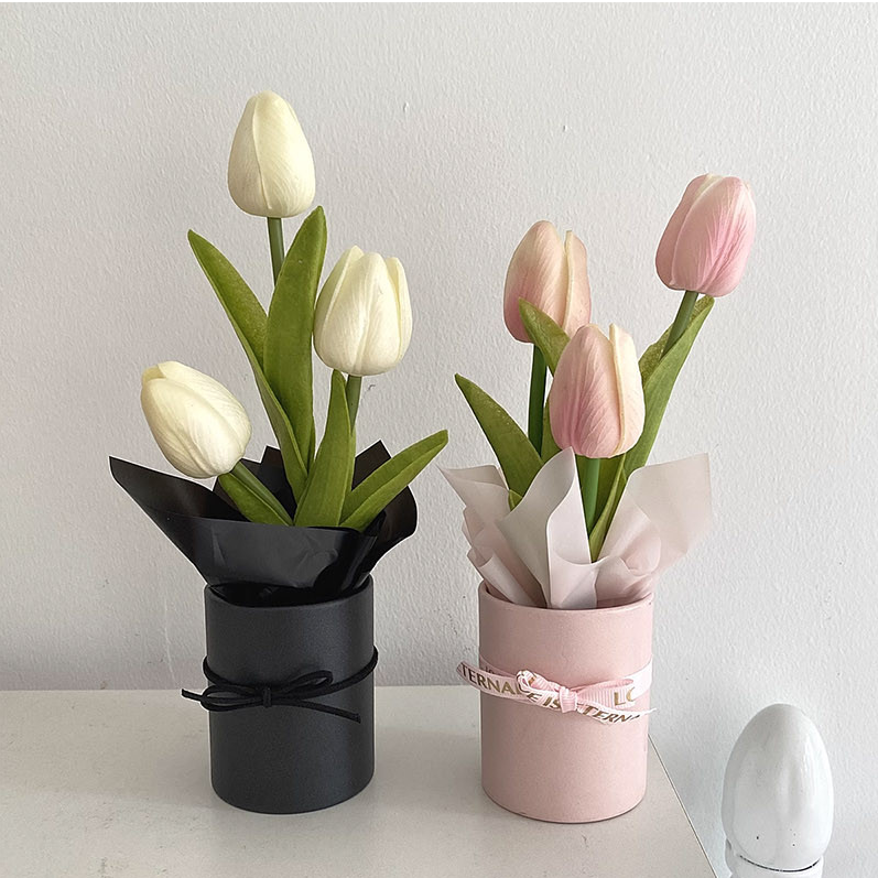 Artificial White Tulips Potted Gift