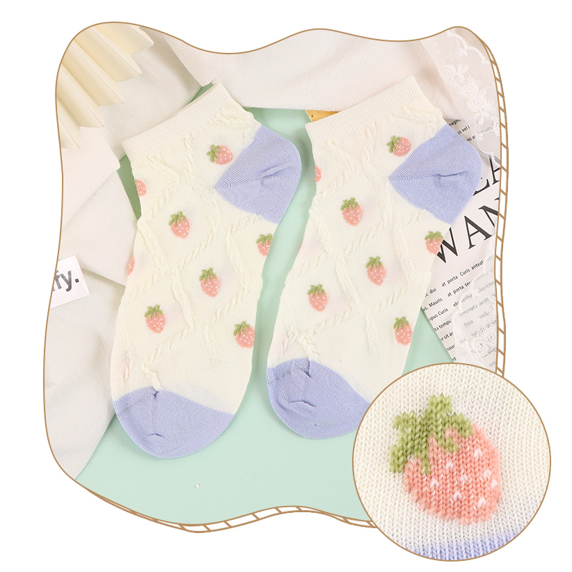 2 pairs of Comfortable Women's Socks with Strawberry Flower