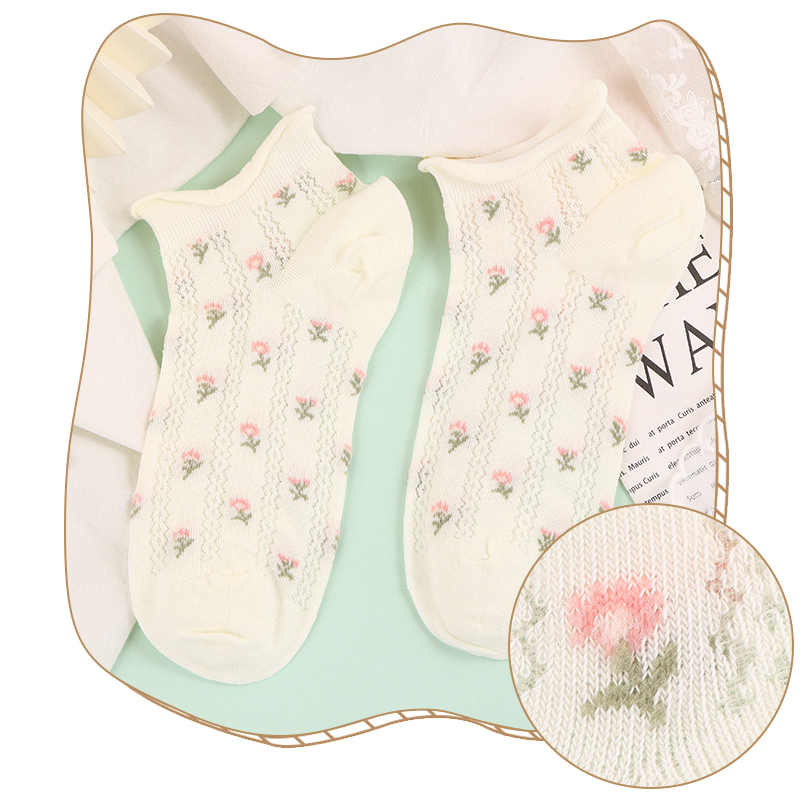 2 pairs of Comfortable Purple Flower Socks for Women (Mixed)