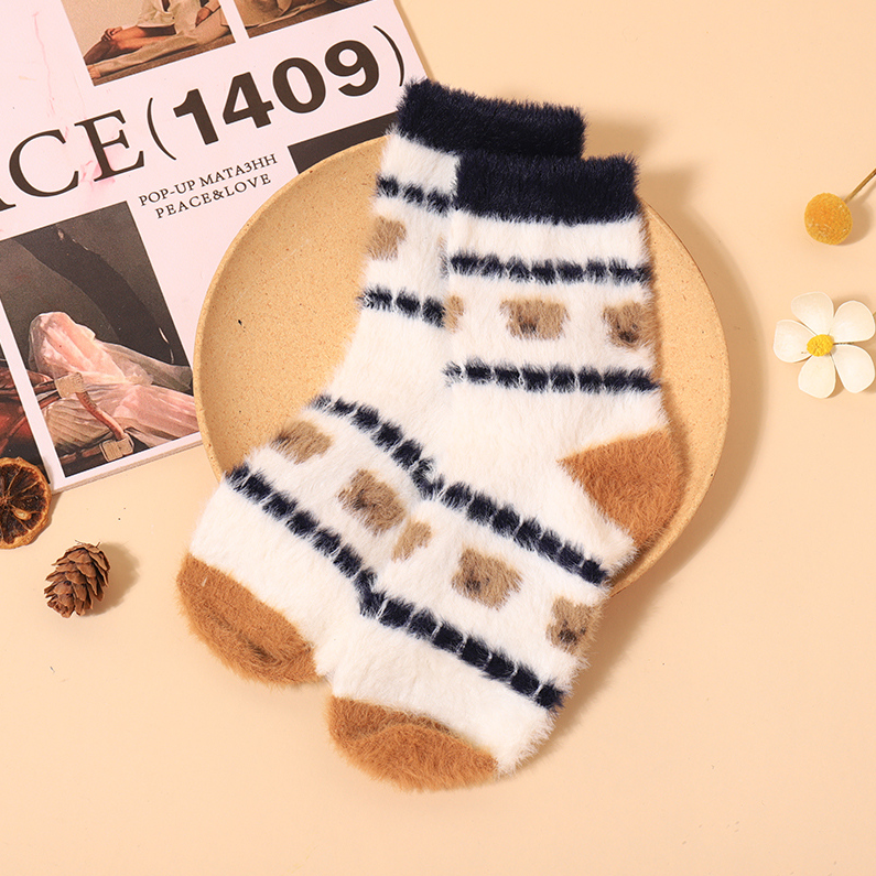 Fluffy puppy series women's mid-tube socks