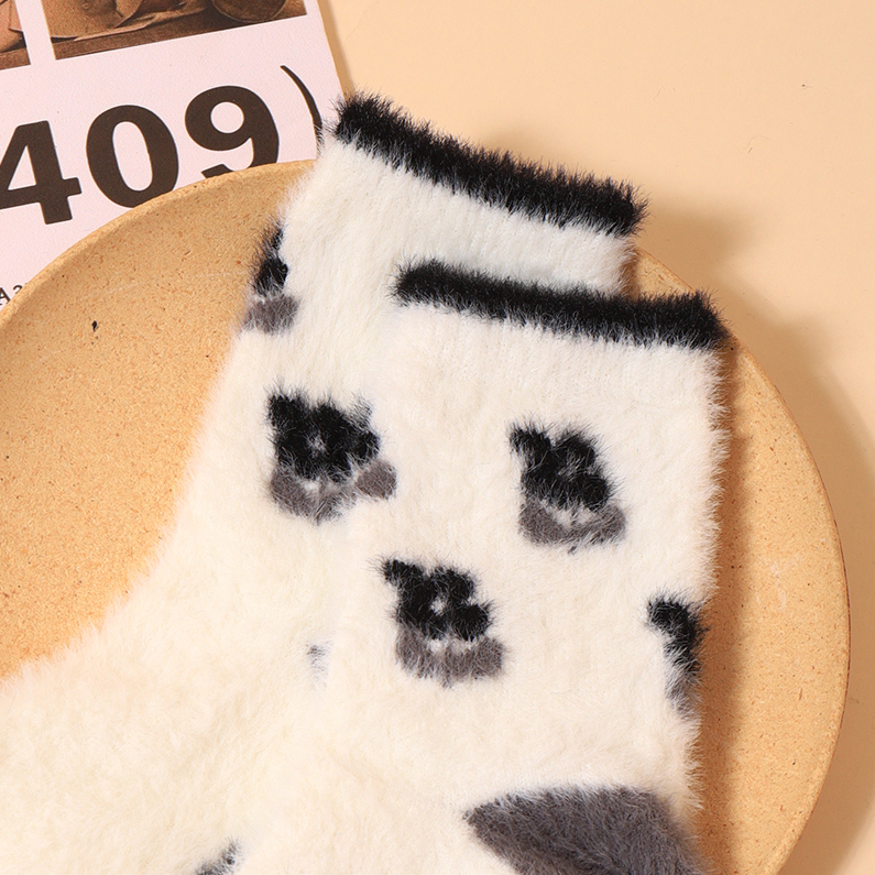 Fluffy rabbit series women's mid-tube socks