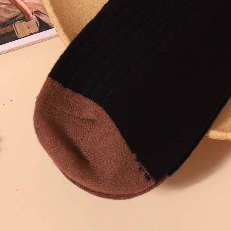 Women's soft Brown Contrast striped mid-tube socks (2 pairs)
