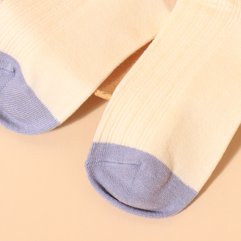 Women's soft Blue Matching striped mid-tube socks (2 pairs)