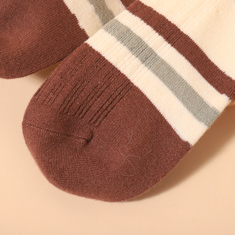 Women's soft Green Matching striped mid-tube socks (2 pairs)