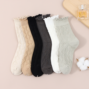 Women's dark floral socks with rabbit velvet and wooden ears