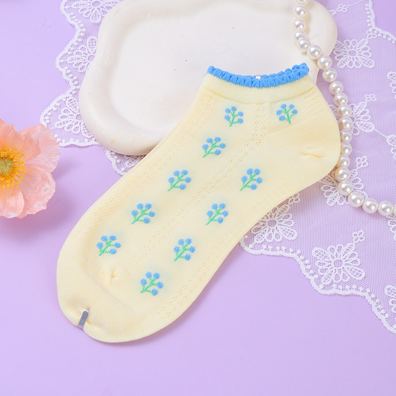Yellow floral women's socks (3 pieces)