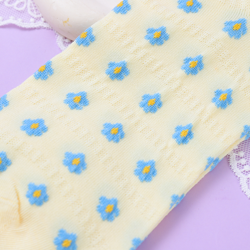 Yellow floral women's socks (3 pieces)