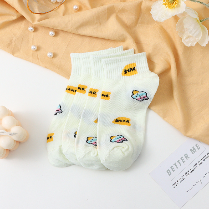 2 pairs of cartoon Bear Blue women's socks (mixed)