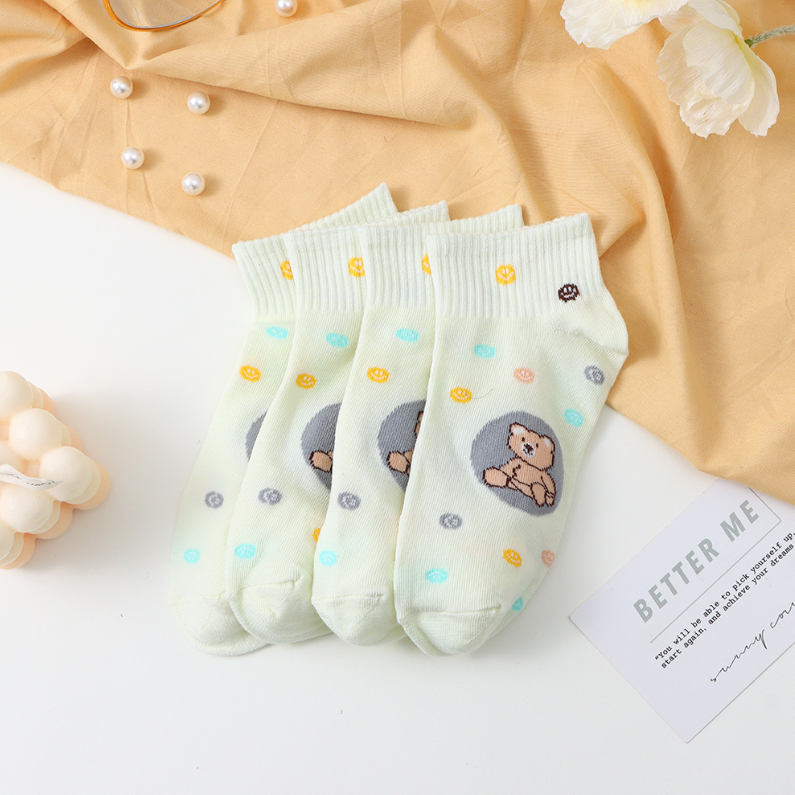 2 pairs of cartoon Bear Blue women's socks (mixed)