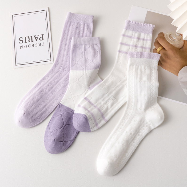 2 pairs of elegant purple breathable comfortable women's mid