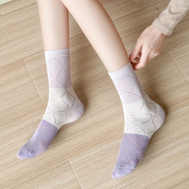 2 pairs of elegant purple breathable comfortable women's mid
