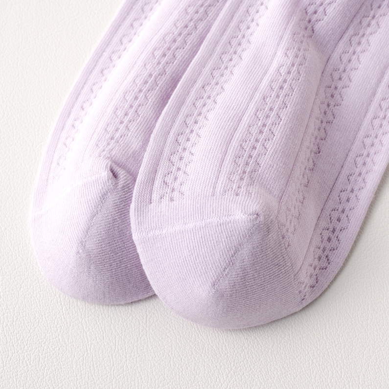 2 pairs of Purple Flower Breathable Comfortable Women's Mid-