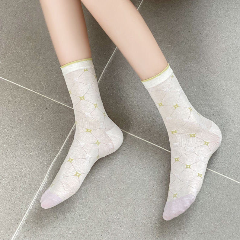 2 pairs of Purple Flower Breathable Comfortable Women's Mid-