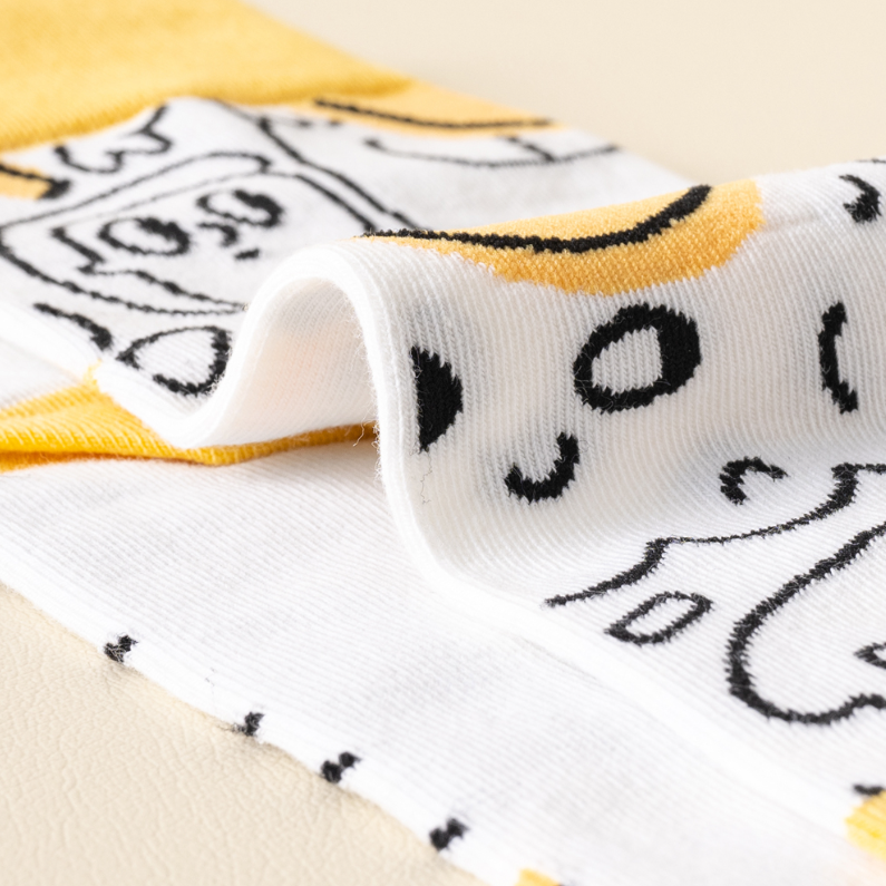 1 Double set Colorful illustration antibacterial Couple Sock