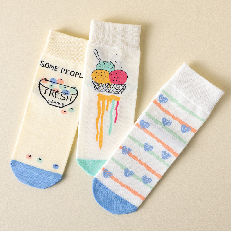 1 Double set of cute illustration antibacterial couple Socks