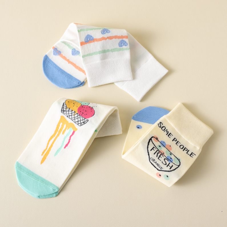 1 Double set of cute illustration antibacterial couple Socks