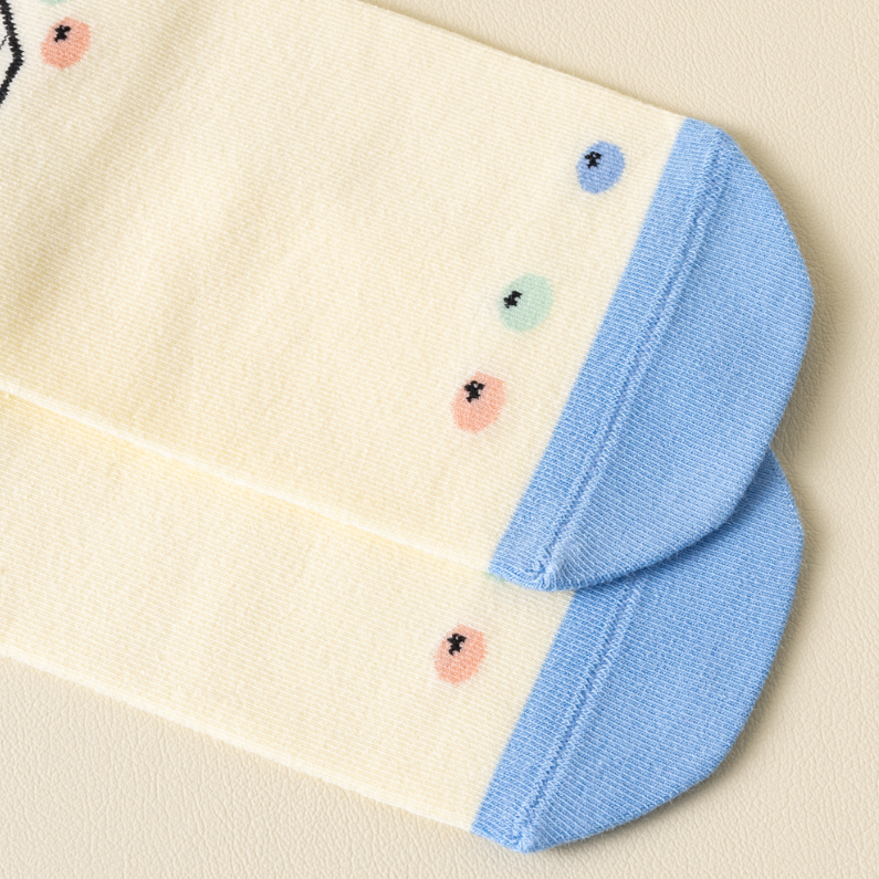 1 Double set of cute illustration antibacterial couple Socks