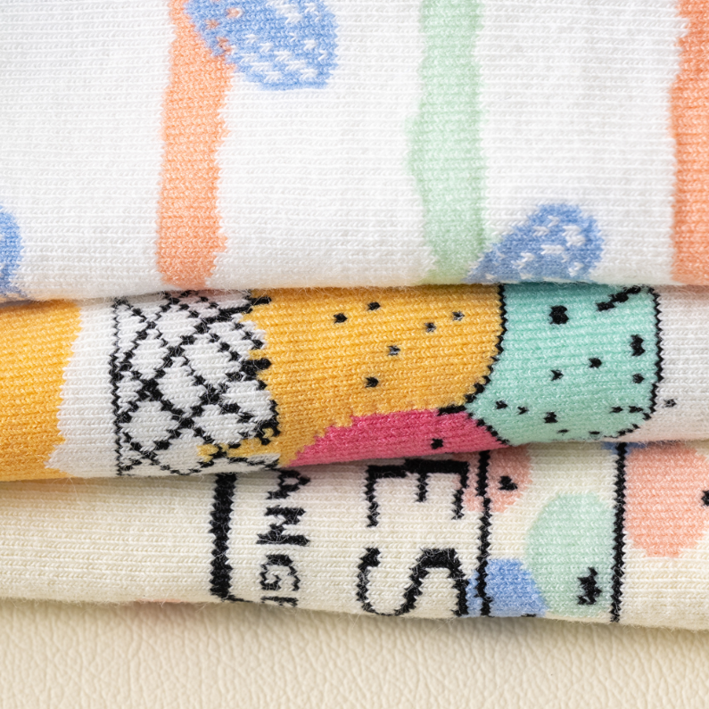 1 Double set of cute illustration antibacterial couple Socks